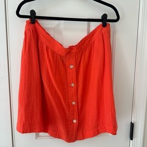 Gap Gauze Button-Front Skirt in Blood Orange